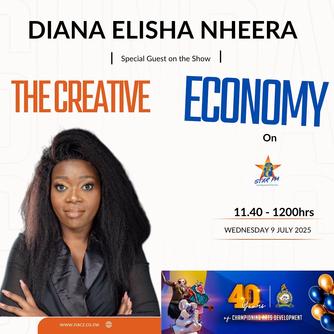 Today on The Creative Economy we have seasoned talent manager Diana Elisha Nheera . Tune to Star FM at 11.40am and get an insight on the roles of talent managers in the creative value chain.

#NACZ@40 Championing Arts Development