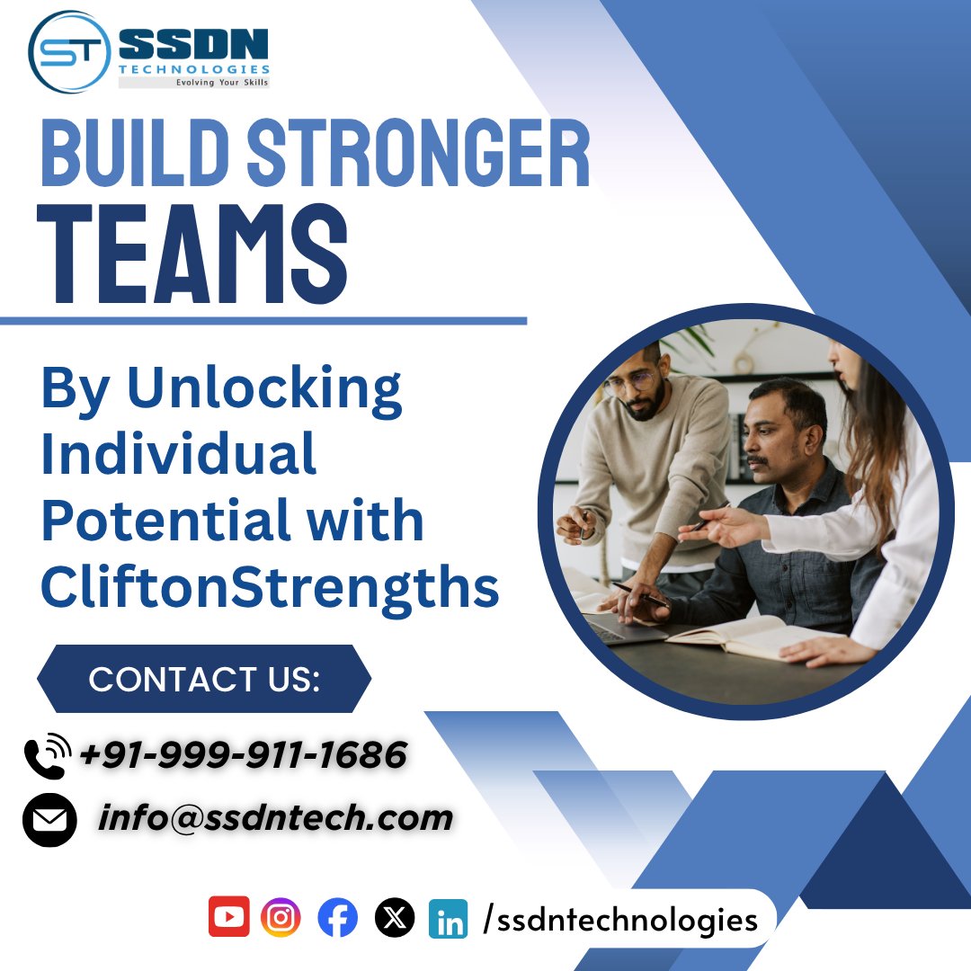 ssdntechnologie's tweet image. Build Stronger Teams By Unlocking Individual Potential with CliftonStrengths

📞 Connect with us: +91-999-911-1686
📩 Email: info@ssdntech.com

#CliftonStrengths #TeamDevelopment #SSDNTech #SSDNTechnologies #corporatetrainingcompany 
#growthhacking #growthstrategy #TeamBuilding