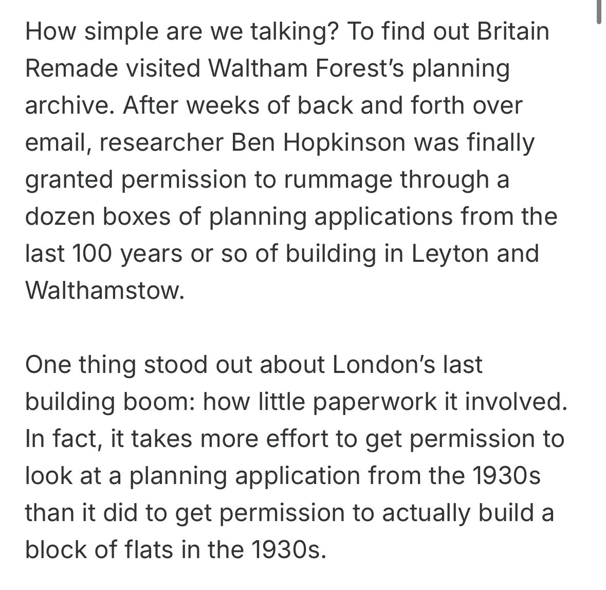 Sam Dumitriu (@sam_dumitriu) on Twitter photo Fun fact: It took <a href="/Ben_A_Hopkinson/">Ben Hopkinson</a> longer to get permission to visit Waltham Forest’s planning archive than it did to get permission to build a block of flats in 1937.
cityam.com/the-secret-to-… Fun fact: It took <a href="/Ben_A_Hopkinson/">Ben Hopkinson</a> longer to get permission to visit Waltham Forest’s planning archive than it did to get permission to build a block of flats in 1937.
cityam.com/the-secret-to-…