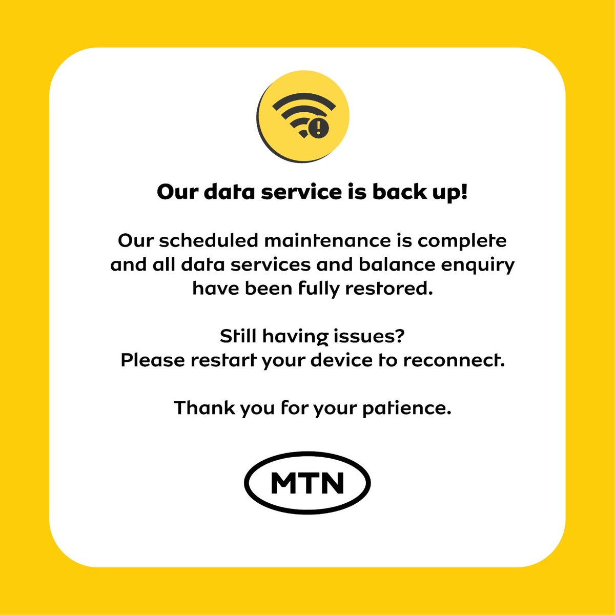 MTN180's tweet image. Service Restoration🙏
