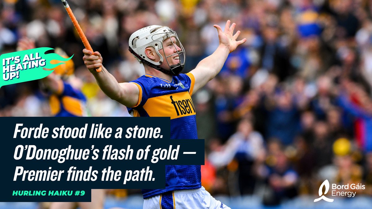 🔵🟡 Tipperary 4-20
⚫🟡 Kilkenny 0-30

A semi-final classic turns chaotic at the death,
a scoreboard error, a teenage sub’s winning wonder goal,
and Premier into their first final since 2019.

📍 All-Ireland SHC Semi-Final

#ItsAllHeatingUp #HurlingHaiku #GAA #TippGAA #KKvTIPP