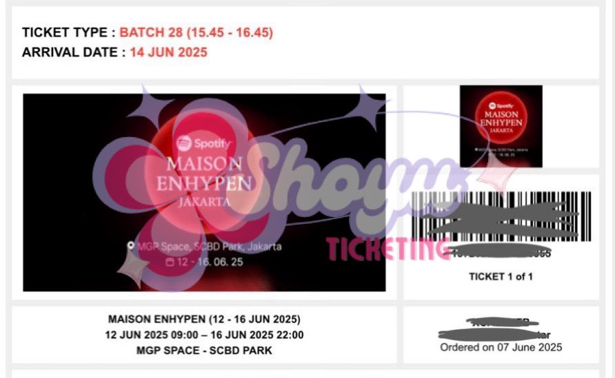 wardishoyu's tweet photo. 19. ✨MAISON ENHYPEN JAKARTA by Spotify✨

📅 : 14 Juni 2025
📍 : MGP Space - SCBD Park
✅ 2 tickets batch 27 &amp; 28 (limited slot) https://t.co/auCZBOTGwn
