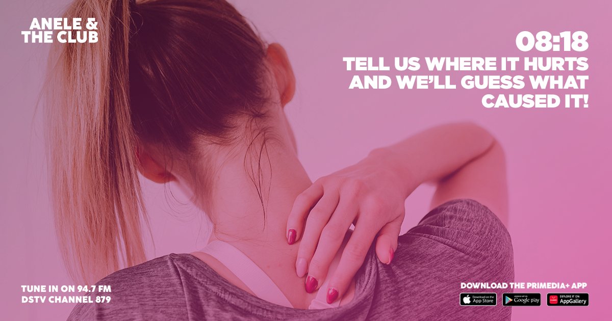 Got a random ache or mystery bruise? 😖 Tell us where it hurts, and we’ll guess what wild antics caused it! Call 011 88 38 947 or WhatsApp 084 00 00 947 with your clues and let's have some FUN!. #AneleAndTheClubOn947!