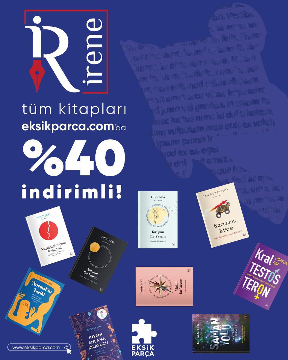 İrene Kitap’ın tüm kitapları eksikparca.com’da %40 indirimli!

Ayrıca size özel hazırlanan setlerde %45 indirim ve 500 TL üzeri alışverişlerde ücretsiz kargo fırsatı sizi bekliyor.

#eksikparçayayınları #irenekitap