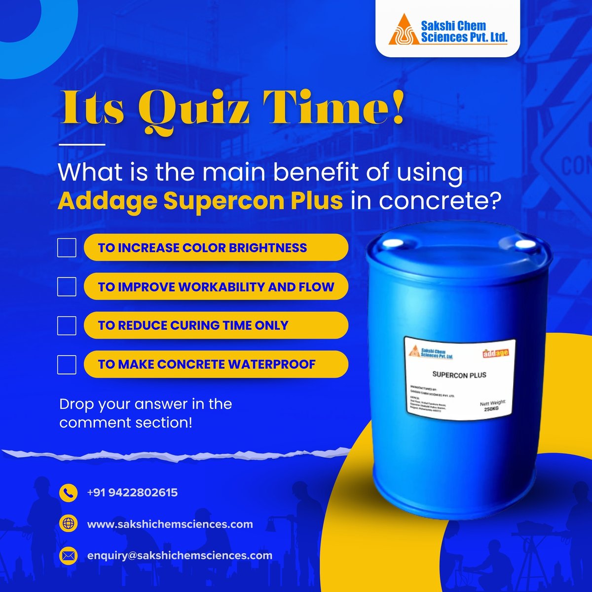 SakshiChemSci's tweet image. For high workability and high strength — Supercon Plus is the secret behind great concrete.
#AddageSuperconLinquid #ConstructionChemicals #Hardener
