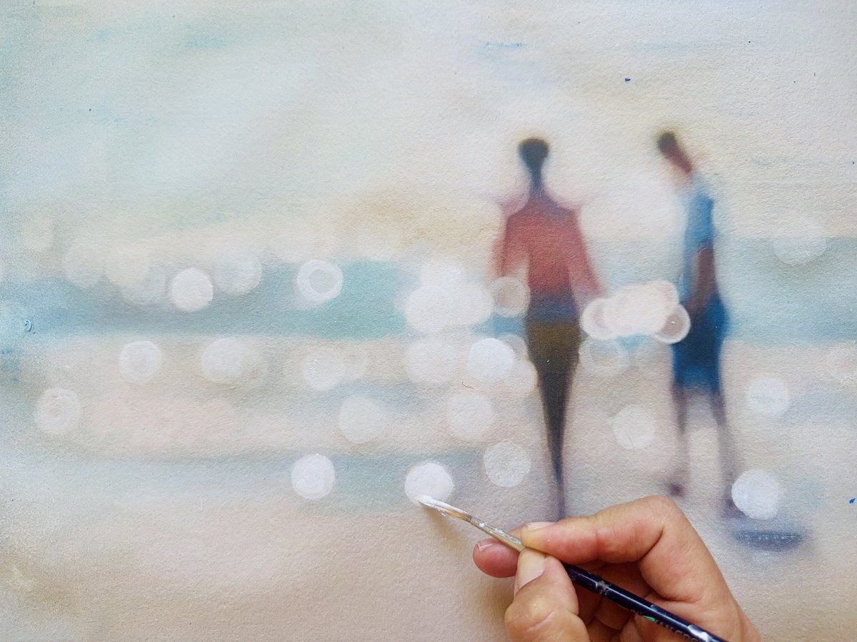 ElGabineteDeLas's tweet image. Cuando miras a lo lejos, cuando los rayitos de sol se mezclan con la bruma del mar, aquello que casi ves, aquello que intuyes…lo he pintado para ti.(Nueva acuarela disponible)