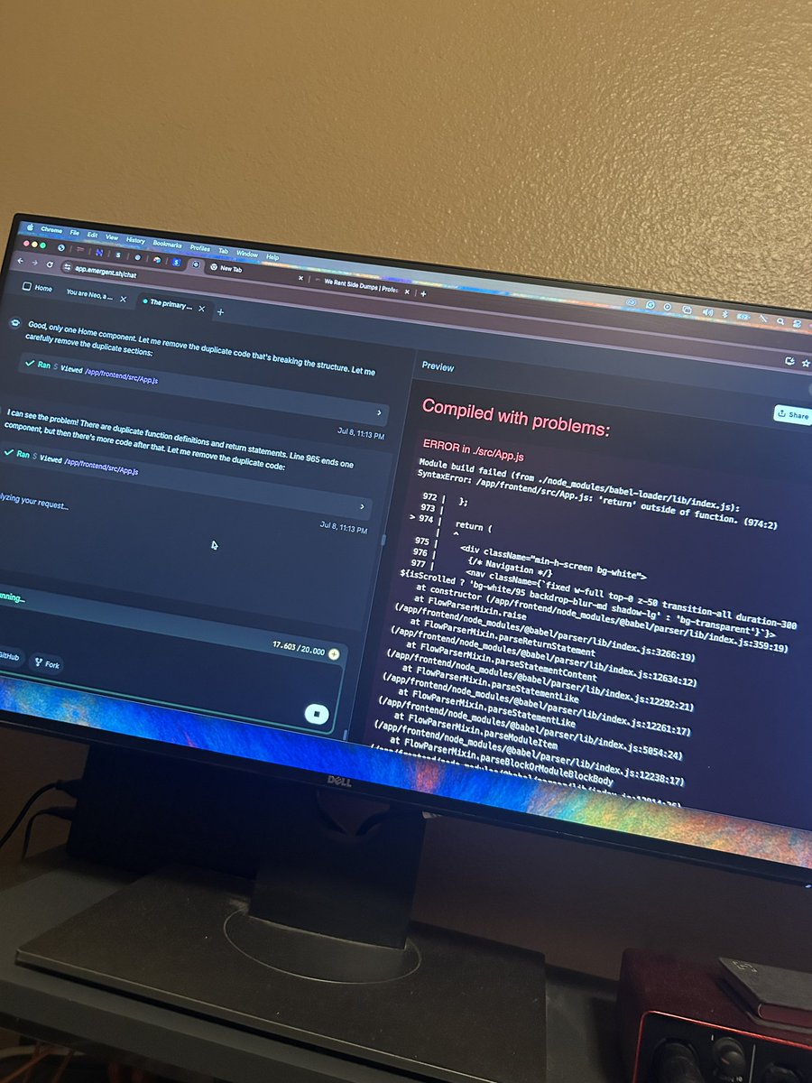 8bitbandit's tweet image. Vibe coding is fucking bananas with emergent what deh fuk!