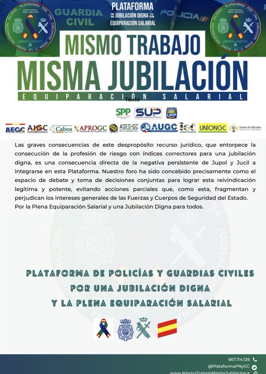 👉🏼La "chapuza jurídica" de JUPOL Y JUCIL deja fuera a miles de policías nacionales y a la totalidad de los guardias civiles en la Jubilación.
lapauta.es/art/2759/la-ch…