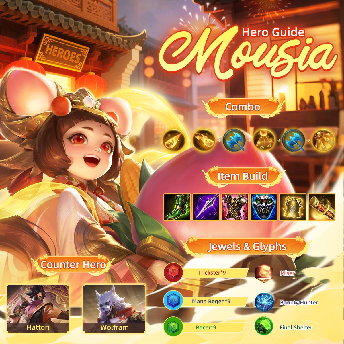 HeroesEvolved's tweet image. Mousia is an ADC who excels in both burst damage and survivability.  #HeroesEvolved #MOBA #HeroGuide