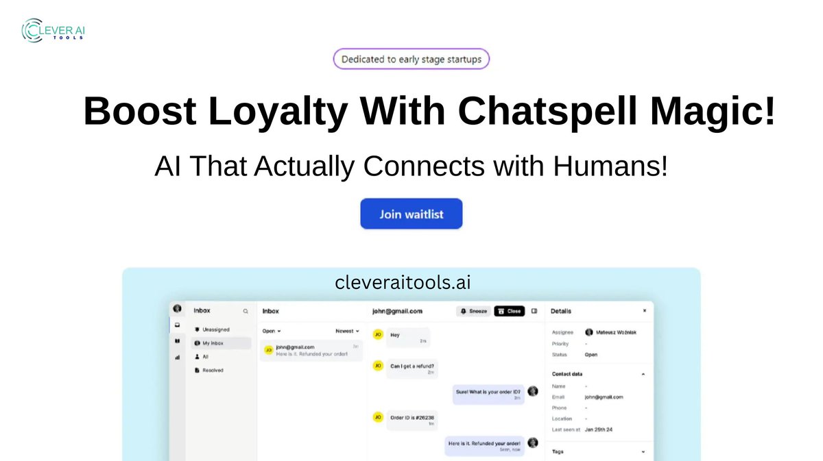 cleveraitool's tweet image. ⚡ Your Customers Want Answers—Fast! 
Stop losing leads to silence. 
Discover how Chatspell AI lets you talk to your users when it matters most! 
Tap the link in bio before your competitors do 👀
cleveraitools.ai/category/ai-ma…
#ChatspellAI #SmartCustomerSupport #TalkToYourUsers