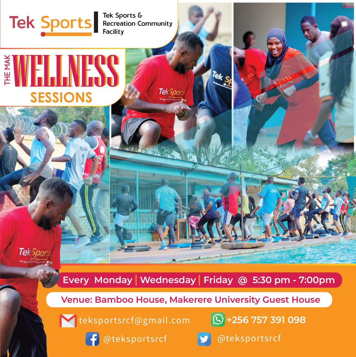 Dóuglas Fir🗽 (@thekingsmanug) on Twitter photo Shake off the stress and boost your energy!
Join <a href="/teksportsrcf/">Tek Sports and Recreation Community Facility.</a>'s vibrant team for an evening of Aerobics at Bamboo House, <a href="/Makerere/">Makerere University</a> Guest House – fun, fitness, and feel-good vibes guaranteed.
Let’s move!
#KeepItAtTekSports
#ActiveLiving Shake off the stress and boost your energy!
Join <a href="/teksportsrcf/">Tek Sports and Recreation Community Facility.</a>'s vibrant team for an evening of Aerobics at Bamboo House, <a href="/Makerere/">Makerere University</a> Guest House – fun, fitness, and feel-good vibes guaranteed.
Let’s move!
#KeepItAtTekSports
#ActiveLiving
