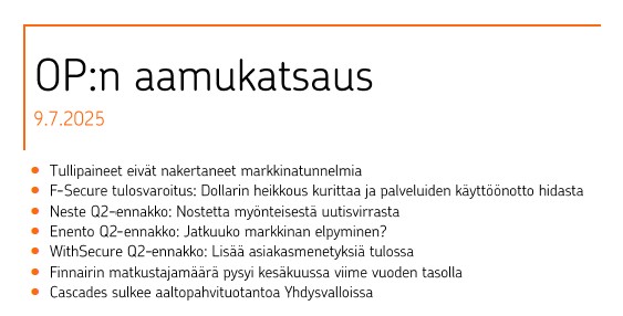 Keskiviikon Aamukatsaus: <a href="/OP_Ryhma/">OP</a> <a href="/OPsijoittaminen/">OPxSijoittaminen</a> #sijoittaminen #säästäminen