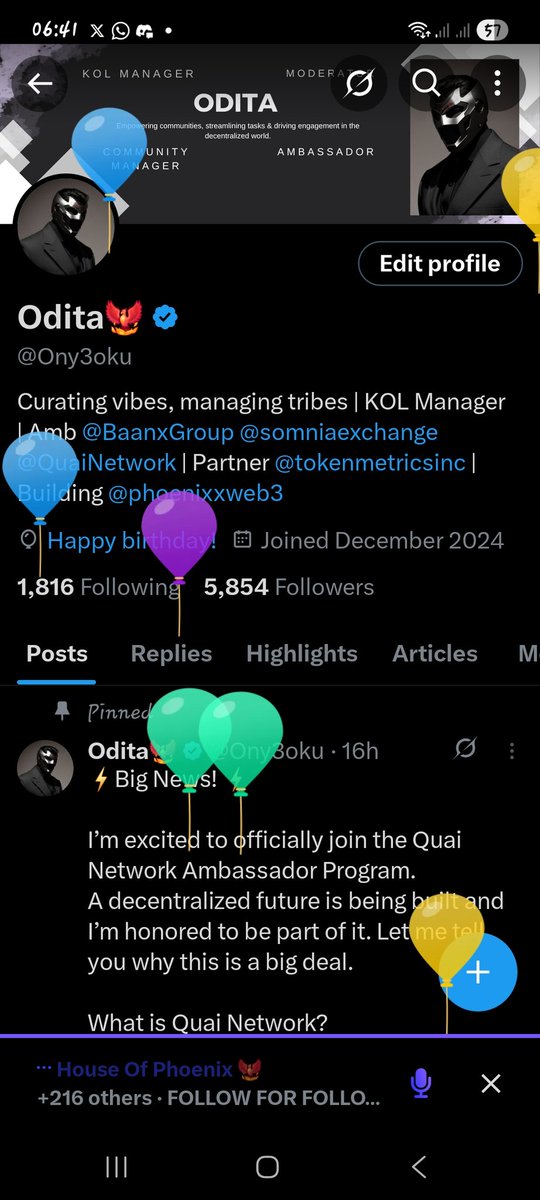Gm CT 

I woke up to balloons 🎈 🎈 🎈 

🥹🥹🥹

Happy birthday to me 😊

Happy birthday <a href="/Stephynee_/">Stephynee</a>  

Morelife mami 🥂