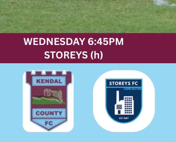 Kendal County FC (@kendalcounty) on Twitter photo Our 3rd friendly of the pre season program tonight and our 1st at home to <a href="/StoreysFC/">Storeys of Lancaster FC</a> who always prove a tough opponent.
6.45 KO ππ Our 3rd friendly of the pre season program tonight and our 1st at home to <a href="/StoreysFC/">Storeys of Lancaster FC</a> who always prove a tough opponent.
6.45 KO ππ