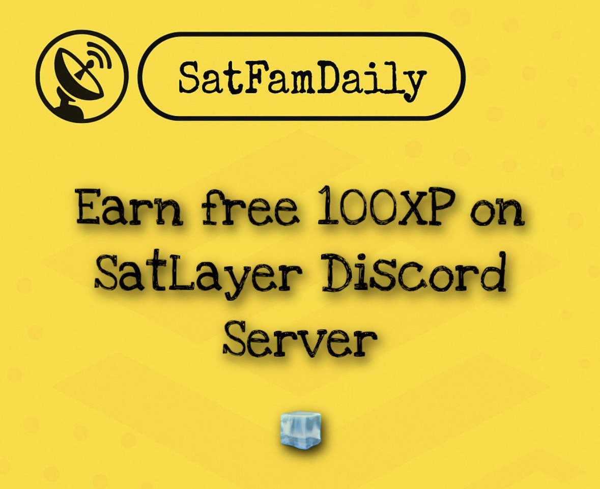SatFamDaily 🟨 (@satfamdaily) on Twitter photo ₿m SatFams,
Earn 100 Free XP on the SatLayer Discord!
Join the upcoming X space featuring <a href="/satlayer/">SatLayer 🟨🧊</a> (represented by <a href="/Lukex/">Luke X 🟨 new financial system, on BTC</a>), YAY Network, and other founders as they discuss the fundamental shifts happening in crypto.
How to earn your 100 XP:
- Take a screenshot of your ₿m SatFams,
Earn 100 Free XP on the SatLayer Discord!
Join the upcoming X space featuring <a href="/satlayer/">SatLayer 🟨🧊</a> (represented by <a href="/Lukex/">Luke X 🟨 new financial system, on BTC</a>), YAY Network, and other founders as they discuss the fundamental shifts happening in crypto.
How to earn your 100 XP:
- Take a screenshot of your