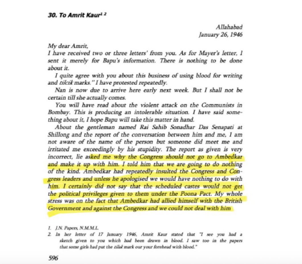 Rishi Bagree (@rishibagree) on Twitter photo <a href="/SupriyaShrinate/">Supriya Shrinate</a> In a letter to Amrit Kaur dated January 26, 1946, Nehru described Baba Saheb Ambedkar as a traitor and accused him of collaborating with the British. <a href="/SupriyaShrinate/">Supriya Shrinate</a> In a letter to Amrit Kaur dated January 26, 1946, Nehru described Baba Saheb Ambedkar as a traitor and accused him of collaborating with the British.