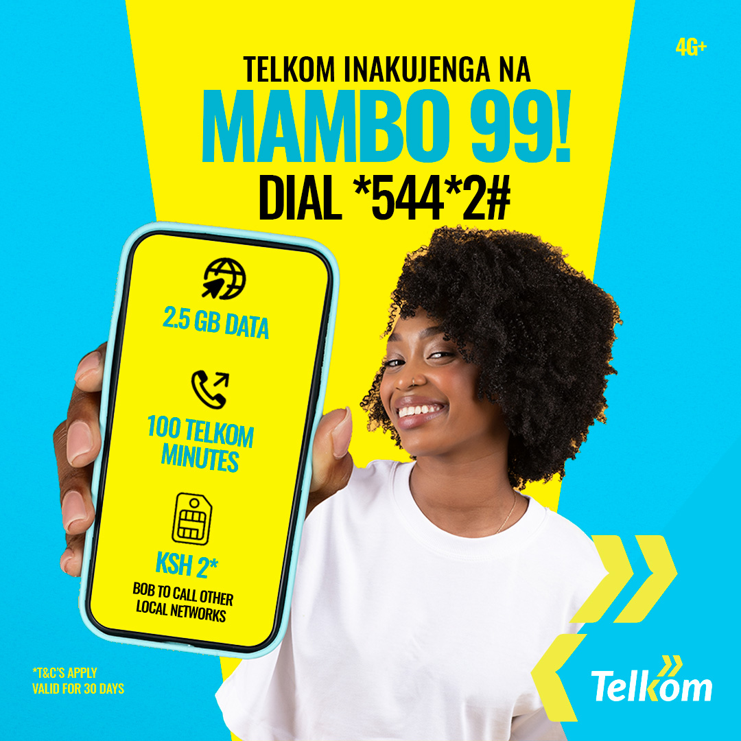 📞🚀 Dive into endless chats and surfing with #Mambo99! Get 2.5GB + 100 mins for just Ksh 99, valid for 30 days, ama chapa upgrade to #Mambo199 and get 6GB + 200 mins at Ksh 199. Kaa rada mwezi mzima by dialing *544*2# and #TalkMoreSurfMore!