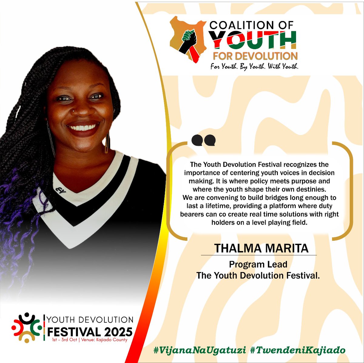 YouthDevolution's tweet image. "The Youth Devolution Festival recognizes the importance of centering youth voices in decision making. It's where policy meets purpose and where the youth shape their own destinies." Thalma Marita, Program Lead, The Youth Devolution Festival
