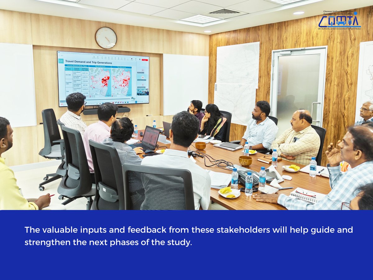 CUMTA conducted a Review Committee Meeting at the Interim-1 stage of the Bus Transport and Last Mile Connectivity Improvement Plan for the CMA. This comprehensive study aims to assess &amp; enhance public transport &amp; IPT services to meet the city’s growing mobility needs. (1/4)