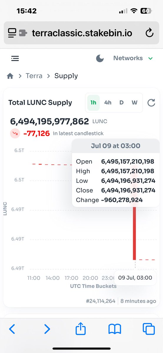 本当だ！
3時間前に9.6億枚バーンされてるっ！
#LUNC