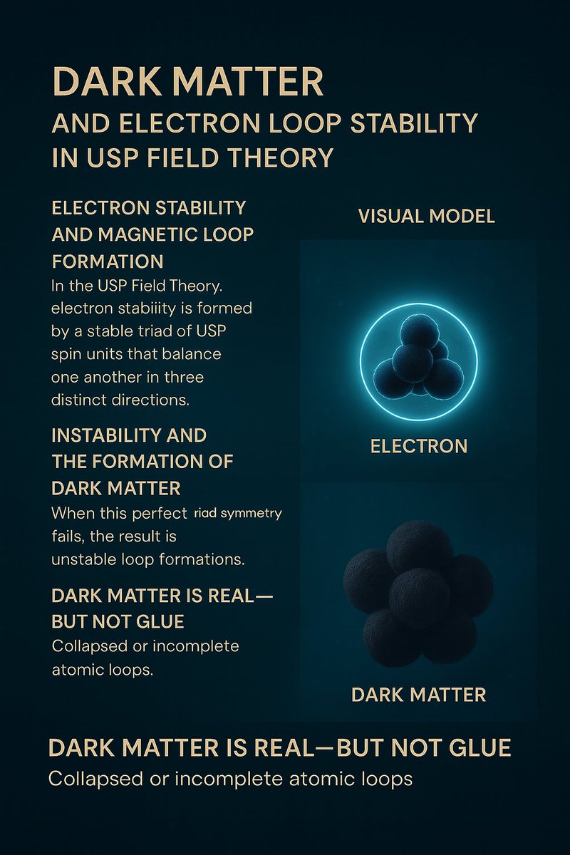 Sadeghsepehri's tweet image. Dark matter isn’t silent—it vibrates without harmony.
In USP Field Theory, it’s not exotic, just incomplete: collapsed spin loops without resonance.
Ghost-like, real, and all around us.
#DarkMatter #USPFieldTheory #SpinGeometry #TheoreticalPhysics