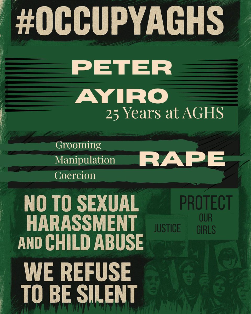 Maritim_Beryl's tweet photo. For years we were silent.
Silenced by fear, shame &amp; a system that protects predators.

But we’re done.
Mr. Ayiro abused students. The system enabled him.

We’re coming for BOTH.

#AyiroMustGo
Dress code: White T-shirt
#OccupyAlliance #AyiroOut 

@occupyAGHS https://t.co/15B4jt4H0P