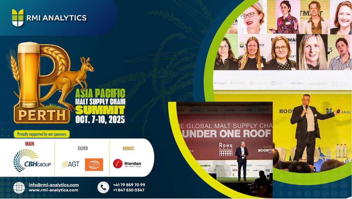 The RMI Asia Pacific Malt Supply Chain Summit is coming to Perth this October! Join industry leaders for insights on climate, sustainability &amp; markets. GIWA members get a discount and ticket includes GIWA Forum on Wed 8 Oct. #GIWA #MaltSummit giwa.org.au/rmi-asia-pacif…
