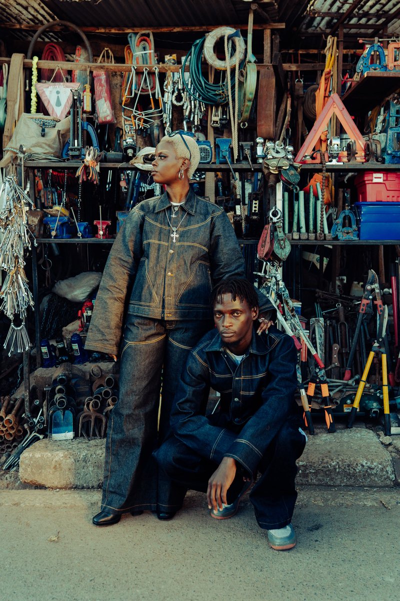 NairobiNnoize's tweet image. Introducing the MBOKA DENIM SET — a bold design tribute to hustle and nganya pimping culture, born in the heart of Nairobi.
Its curved stitch lines echo the daring custom work of local artisans, with front pockets inspired by the glint of matatu headlights.
Preorder; 14.07.2025