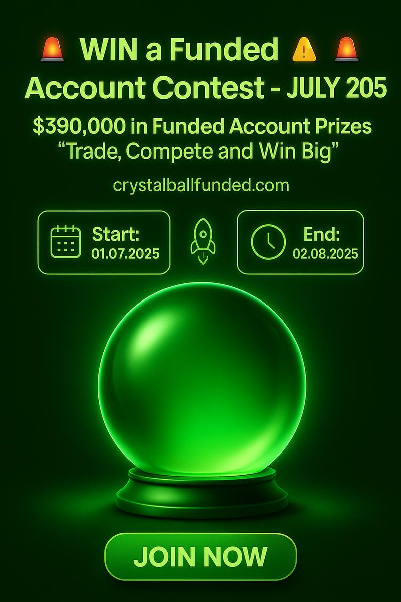 crystalballmkt's tweet image. 🚨 Join Our July Trading Competition! 🚨
No catch. Just pure trading skill!
Compete for a chance to win up to $390,000 in funded accounts! 💰📈
🔥 Real prizes
🔥 Top traders get funded
✅ Join now — spots are limited!
👇 Click below to enter
crystalballcontests.com…