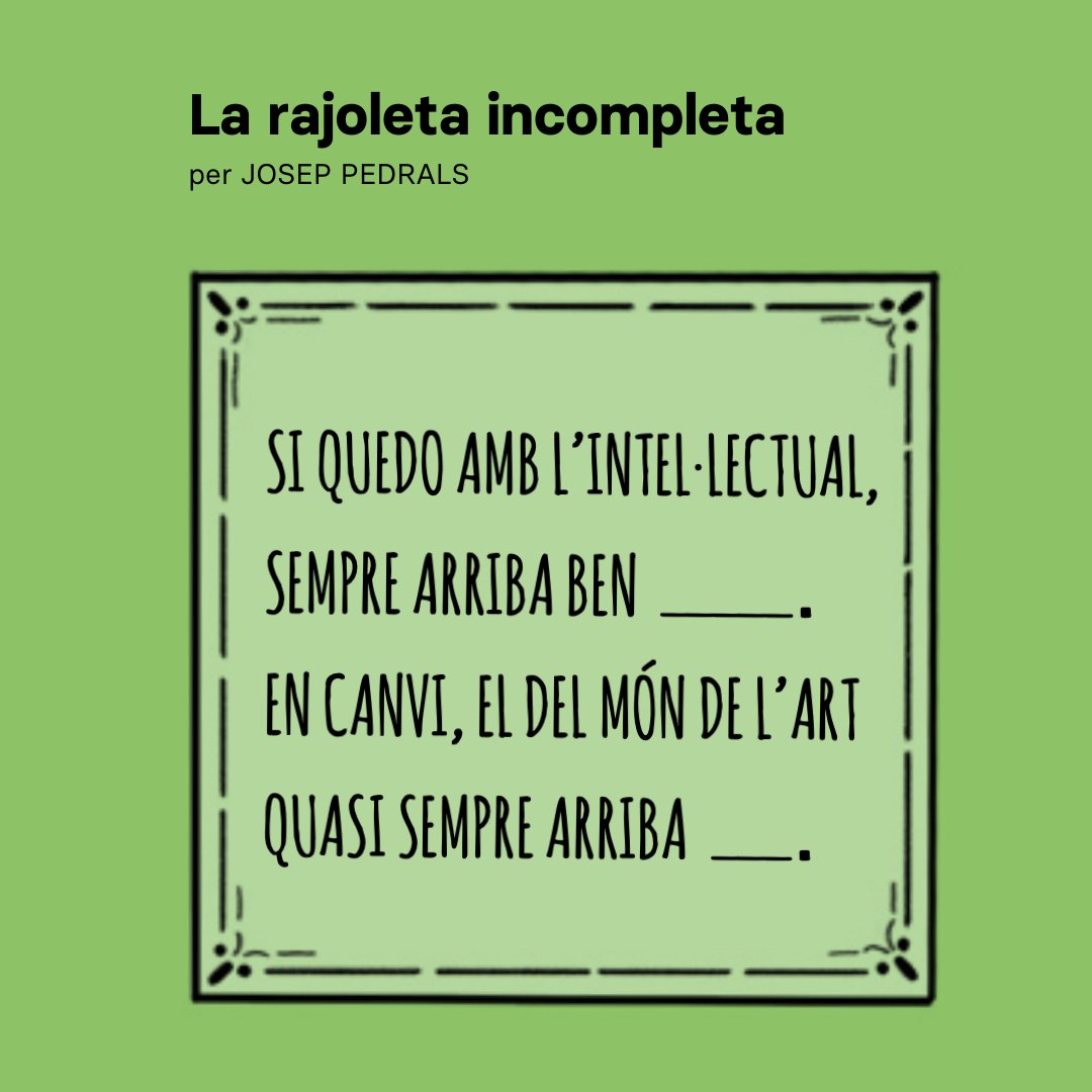 Sí o no, què en dieu?

En Pedrals ho té ben clar.

Rajoleta incompleta. Cavall Fort 1510.