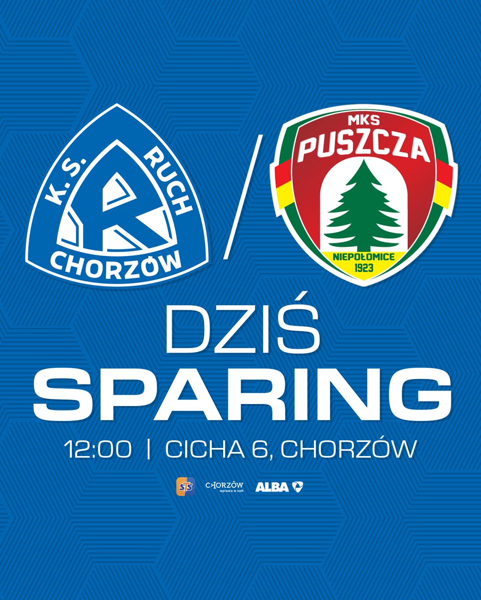 Ruch Chorzów (@ruchchorzow1920) on Twitter photo ➡️ 𝐃𝐙𝐈𝐒𝐈𝐀𝐉 𝐒𝐏𝐀𝐑𝐈𝐍𝐆 ⬅️
⚽ letni sparing nr 4
🆚 <a href="/MKSPuszcza/">MKS Puszcza Niepołomice</a>
🏠 Cicha 6 (boisko boczne)
🕛 12:00
🆓 wstęp wolny
📺 youtube.com/live/SYJk7tkc6… ➡️ 𝐃𝐙𝐈𝐒𝐈𝐀𝐉 𝐒𝐏𝐀𝐑𝐈𝐍𝐆 ⬅️
⚽ letni sparing nr 4
🆚 <a href="/MKSPuszcza/">MKS Puszcza Niepołomice</a>
🏠 Cicha 6 (boisko boczne)
🕛 12:00
🆓 wstęp wolny
📺 youtube.com/live/SYJk7tkc6…