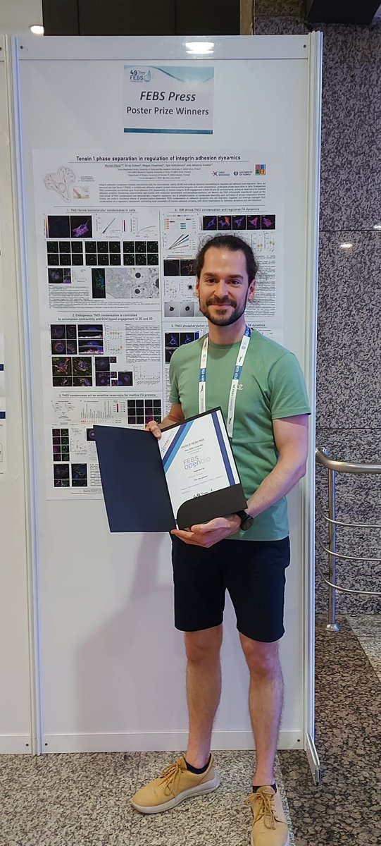 FEBSOpenBio's tweet image. 🏆 Congrats to Michal Dibus for winning the daily poster prize from FEBS Open Bio today with his poster "Tensin 1 phase separation in regulation of integrin adhesion dynamics"👏
#FEBS2025 #FEBSCongress2025