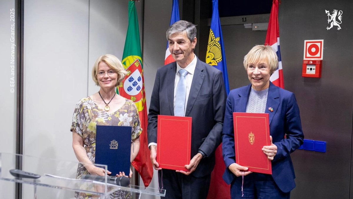 Yesterday, a new agreement was signed with Portugal under the #EEANorwayGrants 2021-2028.🇵🇹🇳🇴🇮🇸🇱🇮

€126.3M will support:
Blue growth &amp; maritime innovation
Green transition
Combating domestic/gender-based violence &amp; Supporting vulnerable groups
Diverse, sustainable arts &amp; culture