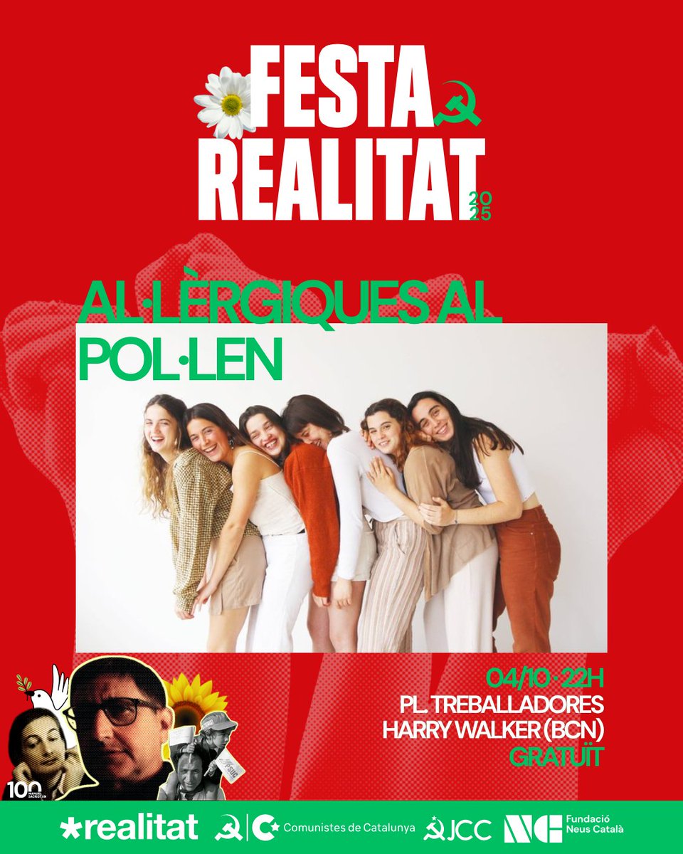 🔥 El grup que ha conquistat tot el territori: Al·lèrgiques al pol·len serà l’estrella de la Festa Realitat 2025!
💜 Un projecte que trenca barreres i omple escenaris de veu femenina.
👇 Suma’t a la revolució musical!