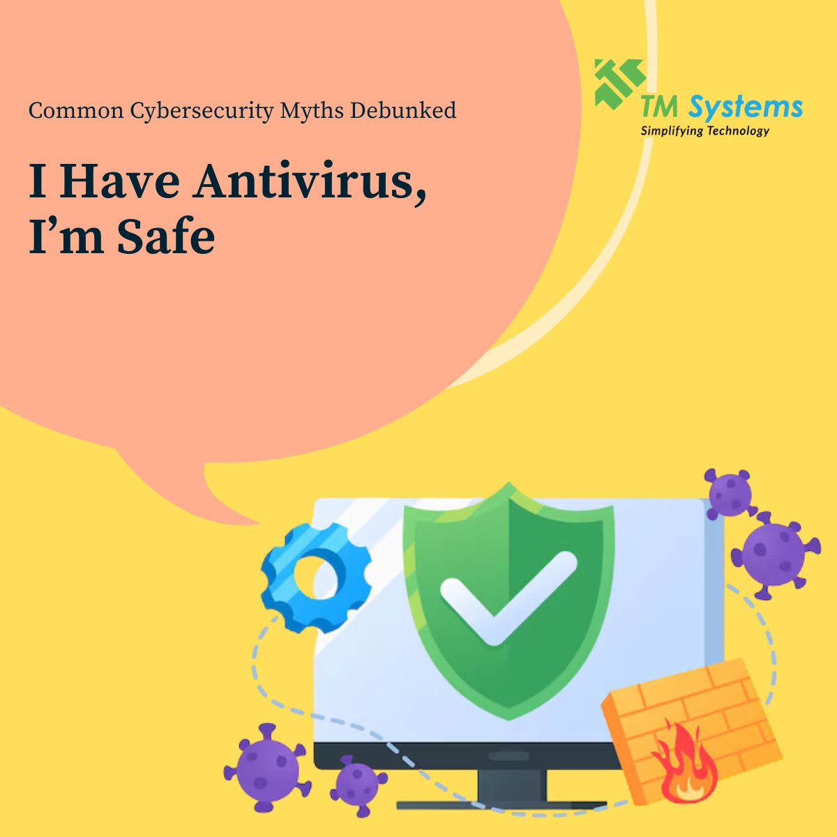 tmsystemsglobal's tweet photo. Cybersecurity myths you should replace with facts. Check this out! 
Add more in the comments, if you have some! 
#CyberSecurity #myths #facts #BusinessOwners #tmsystems https://t.co/aT0RDwrA3K