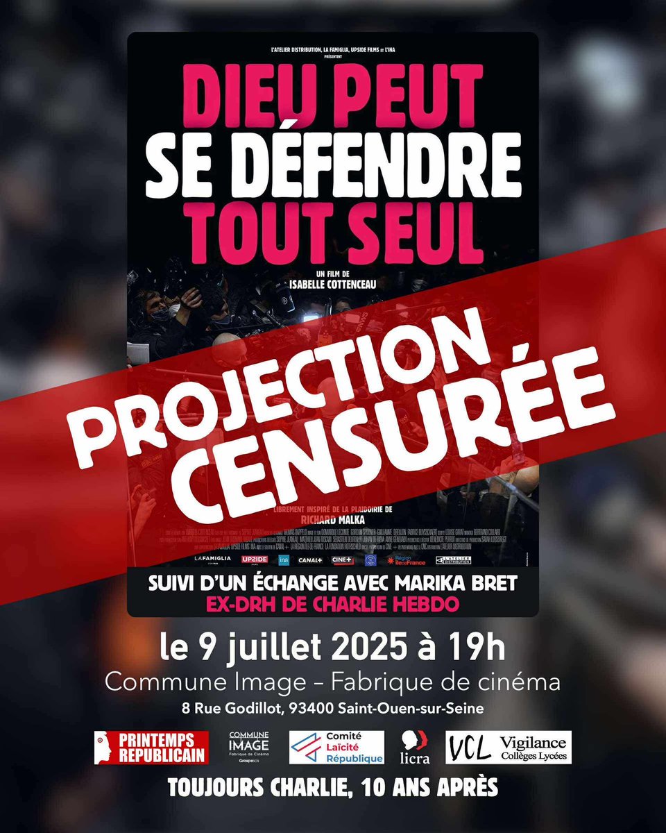 Brousson3's tweet image. @villesaintouen
Censurer ce film, c’est bâillonner Richard Malka, l’avocat de la raison contre le fanatisme, l’intégrisme, le terrorisme!
Censurer ce film, c’est éteindre les Lumières contre l’obscurantisme et le dogmatisme religieux!
Méthode minable et pitoyable!
😱😱😱