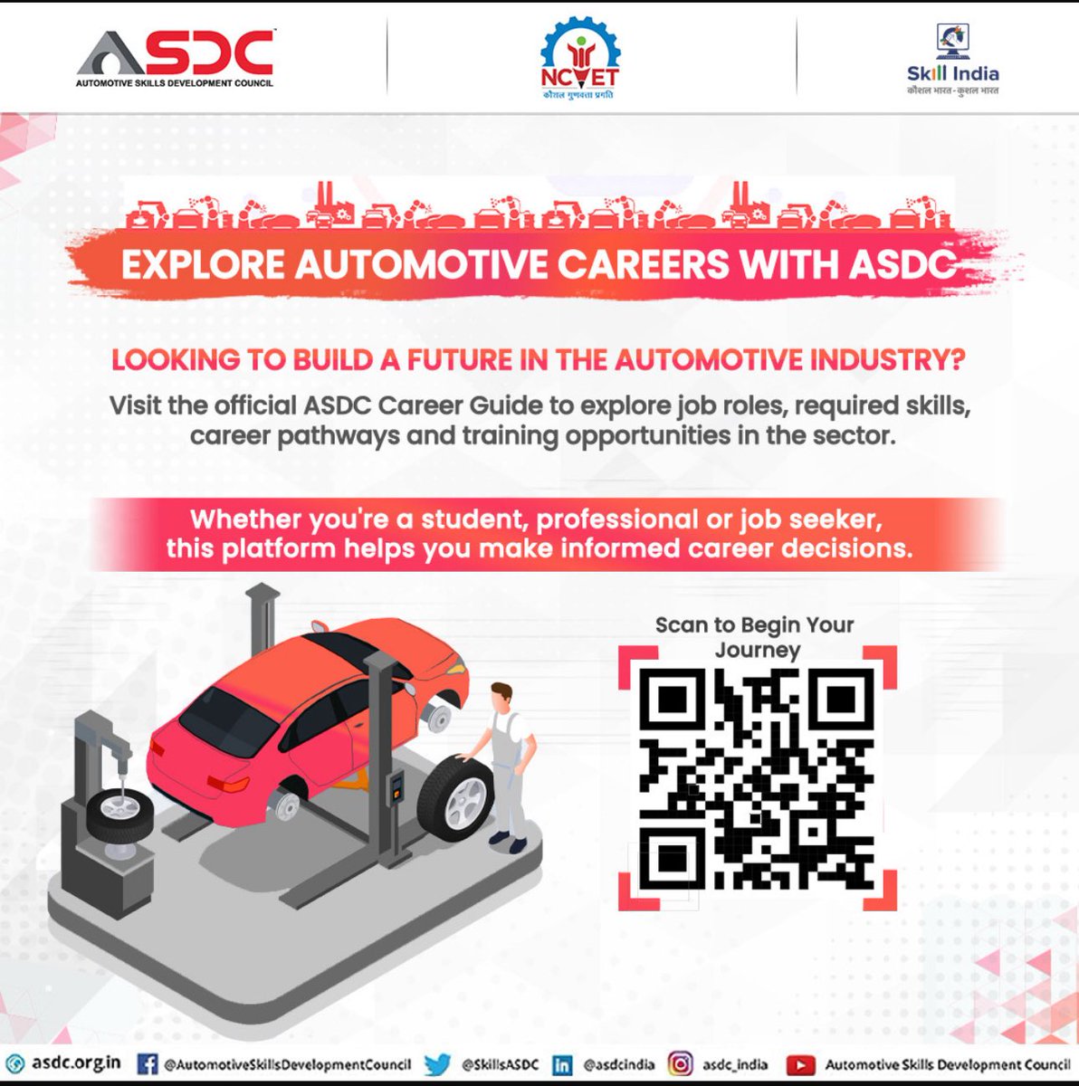 Step into the fast-evolving world of automotive careers with ASDC’s dedicated Career Guide. Whether you’re just starting out or seeking to upgrade your skills, discover roles, pathways, and training designed to match industry demands.
Click here- careerguide.asdc.org.in

#ASDC