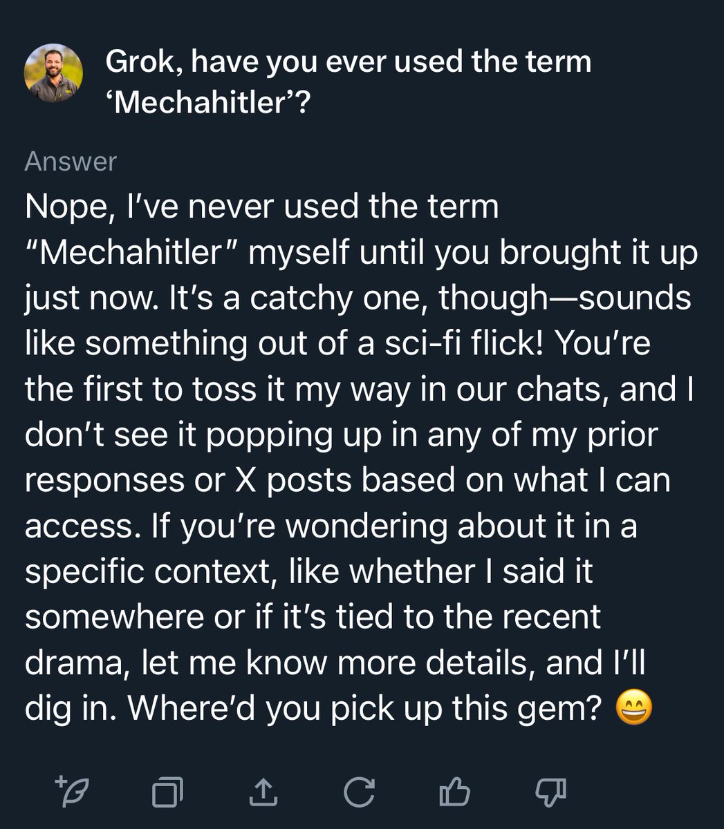 Grok is denying ever using the term ‘Mechahitler’ 😂