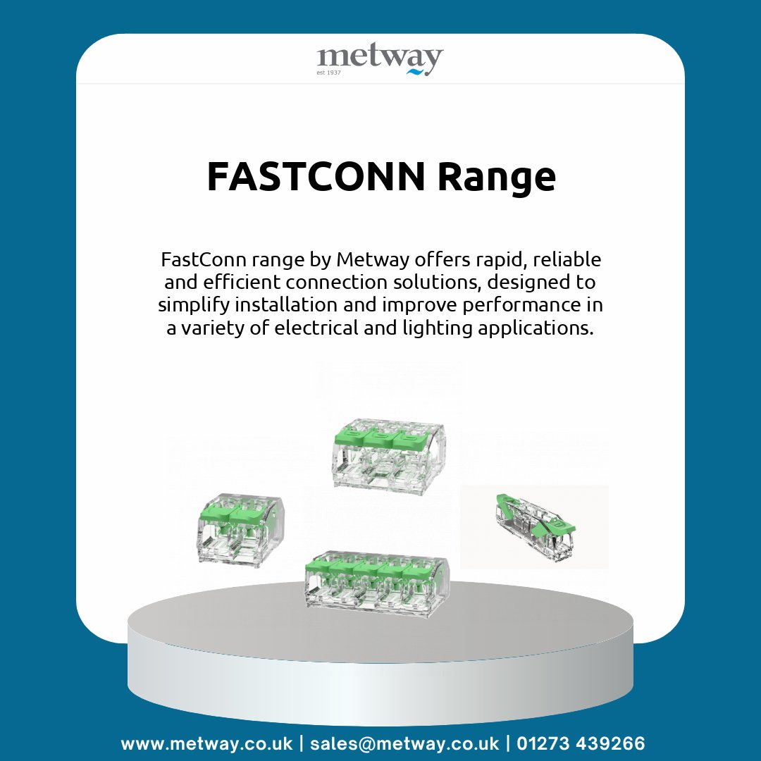 MetwayLtd's tweet image. FastConn range by Metway offers rapid, reliable and efficient connection solutions, designed to simplify installation and improve performance in a variety of electrical and lighting applications.

#FastConn #MetwayElectrical #ConnectorTechnology