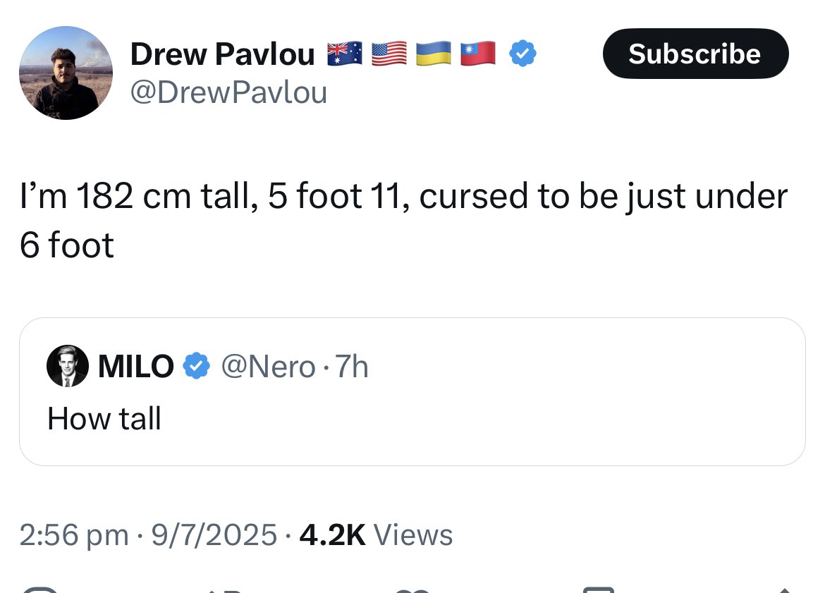 nickschadegg's tweet image. this is a lie lol. i’m 180cm, I’ve met Drew and he’s nearly a foot shorter than me