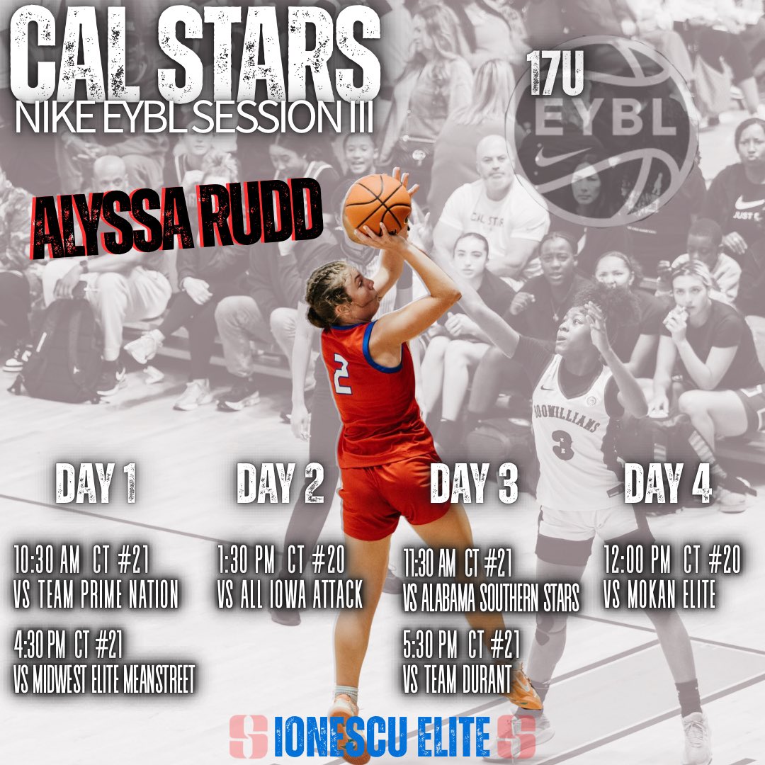 Alyssa Rudd (@_alyssahoops) on Twitter photo Ready for <a href="/NikeEYB/">EliteYouthBasketball</a> Session III in Vegas. schedule ⬇️<a href="/CalStars/">CalStars</a> Ready for <a href="/NikeEYB/">EliteYouthBasketball</a> Session III in Vegas. schedule ⬇️<a href="/CalStars/">CalStars</a>