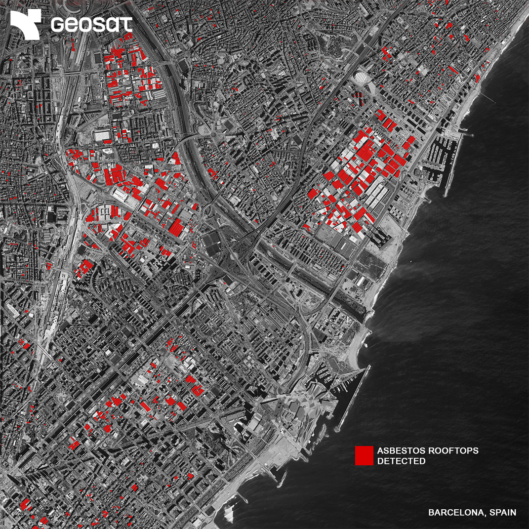 geosat_sat's tweet image. Did you know 2,000+ rooftops in Barcelona still contain asbestos, one of Spain’s highest concentrations?
With VHR satellite imagery, these surfaces can be detected from space, helping meet EU removal targets by 2032.
Geospatial intelligence for safer, healthier cities. 🛰️