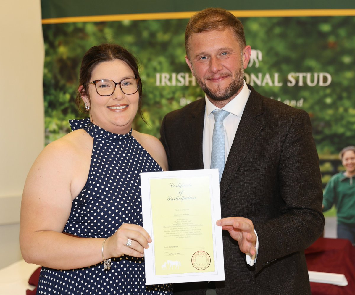 Congratulations to Madeleine St Ledger on graduating from the prestigious Irish National Stud Breeding Course — an opportunity made possible through the Nolan Scholarship.

“My time at the Irish National Stud has been amazing — from foaling down mares to handling stallions, the