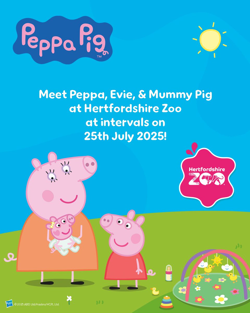 HertsZoo's tweet image. REMINDER! Peppa Pig and her baby sister Evie will be visiting Hertfordshire Zoo! 🐷
On the 25th July, Mummy Pig, Evie and Peppa will be at the zoo for an unforgettable day featuring charming narrations of their most-loved adventures! 🐖
🎟️ This special event is included with…
