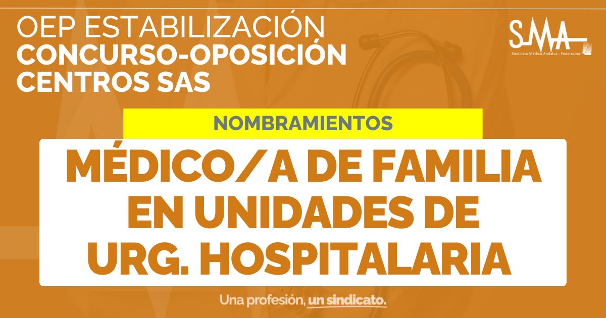 🟧 Nombramientos: Personal estatutario fijo. Proceso de Concurso-Oposición en Repesca. Centros SAS.
 
📌 Médico/a de Familia en Unidades de Urgencia Hospitalaria.

Más información en ➡️ smandaluz.com/oep-estabiliza…