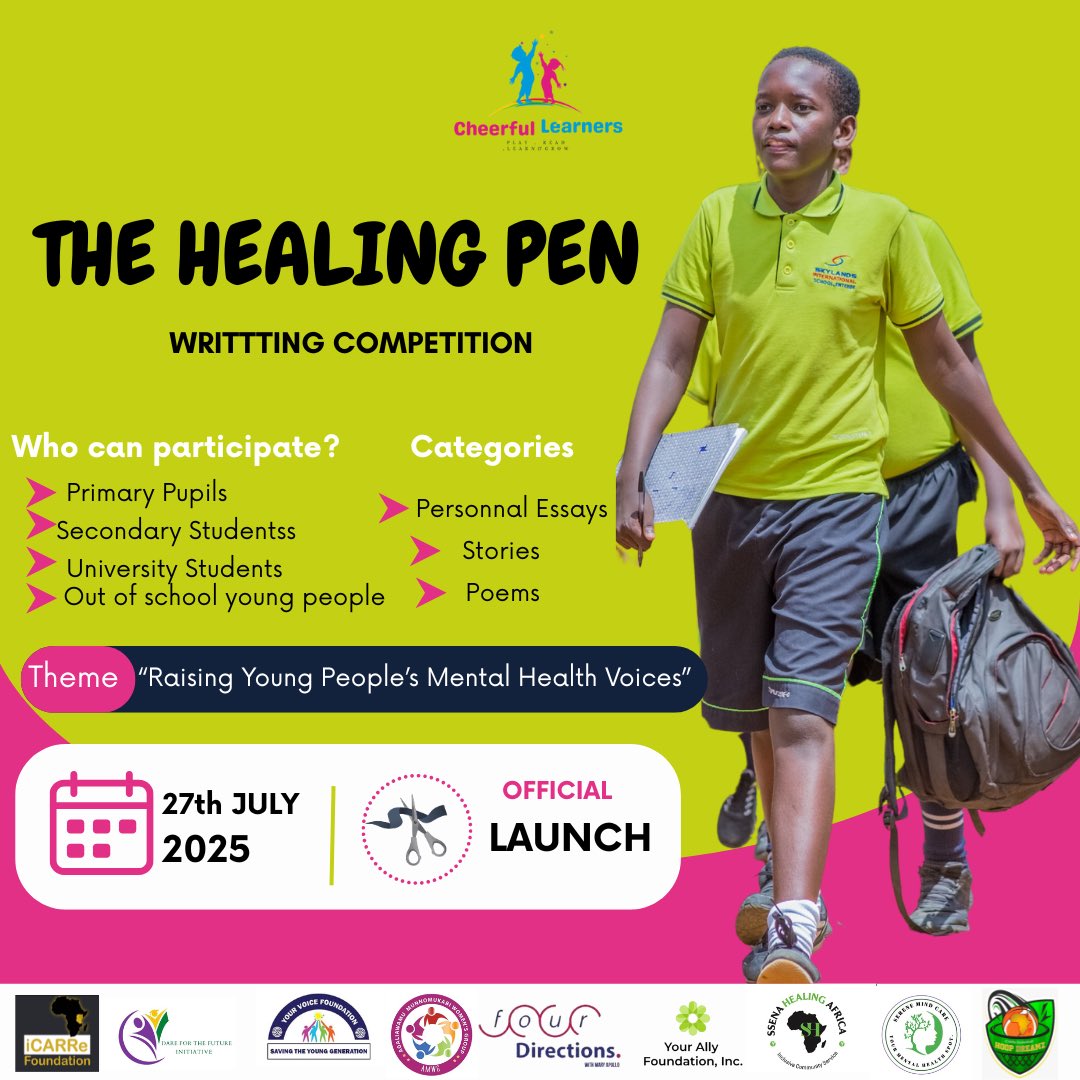 educ_ForAll's tweet image. Proud to partner on #TheHealingPen ✍🏾
A competition raising young people’s mental health voices through stories, essays & poems.
Launch: July 27, 2025
Open to primary, secondary, university & out-of-school youth.
Let’s write for healing. @Unspokenminds2