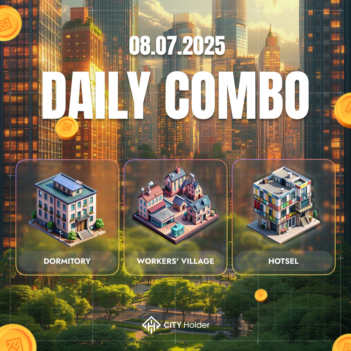 city_holder's tweet image. ⏰ 30 minutes left to complete yesterday's combo!

✔️ Dormitory
✔️ Workers' Village
✔️ Hostel

🍔🥤     🏃‍♂️🍟      🍦🧊

Play #CITYHolder now: t.me/cityholder/game 

#BuildToEarn #PlayToEarn #DailyCombo