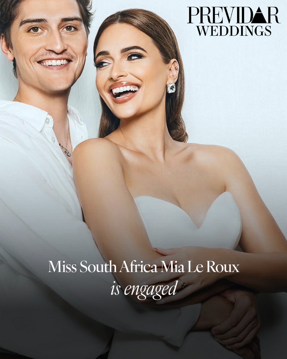 Previdar's tweet image. Reigning Miss South Africa @MiaLeRoux20 has said yes to forever with her long-time love, Luke ten Oever 💍✨

After privately enjoying their little bubble of joy, the couple is now sharing their engagement with the world, and her heartfelt message (plus that gorgeous green stone…