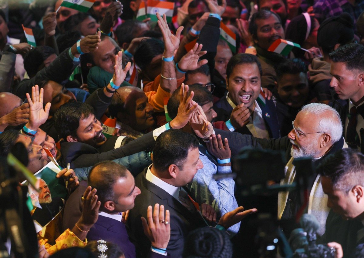 narendramodi's tweet image. The Indian community in Namibia is extremely optimistic about closer India-Namibia friendship and this reflected in the special welcome in Windhoek. I am extremely proud of our diaspora, particularly the manner in which they have retained a connect with their culture and…