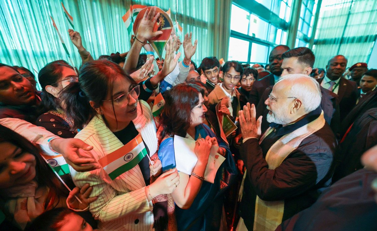 narendramodi's tweet image. The Indian community in Namibia is extremely optimistic about closer India-Namibia friendship and this reflected in the special welcome in Windhoek. I am extremely proud of our diaspora, particularly the manner in which they have retained a connect with their culture and…